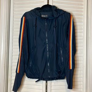 EUC- Zyia Bomber Jacket Navy w/rainbow detail Size- Small
